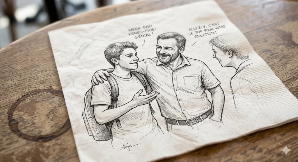 Illustration d’un père et son fils Le lien père fils est magnifique.