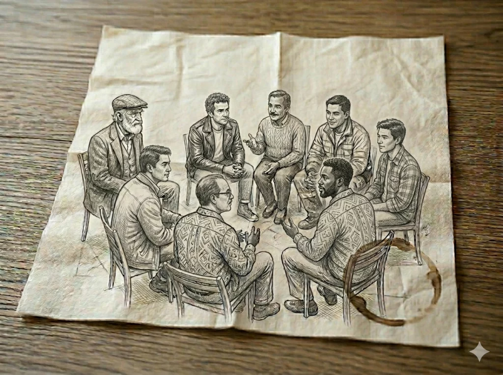 Groupe d'homme en discussion